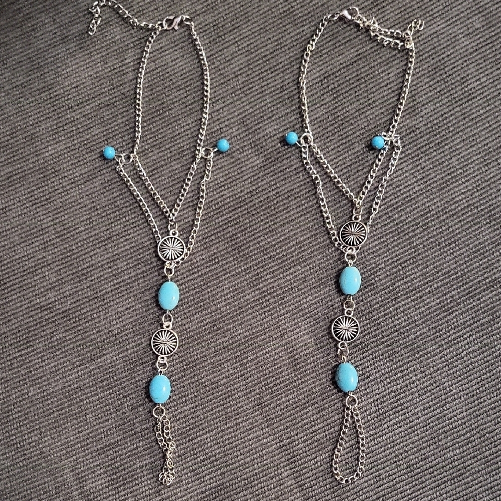 Barefoot Sandals NWT Bohemian Silver and Turquoise Set